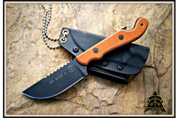 Image of Tops Knives Pit Stop 3 Fixed Blade Knife,3in,Carbon Steel Blade,Tan Canvas Micarta Handle TPPSK01