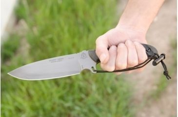 Image of Tops Knives Silent Hero Fixed Blade Knife, w/Smooth Scales, Black, 6.38in, HERO-04