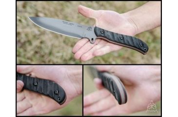 Image of Tops Knives Silent Hero Fixed Blade Knife, w/Smooth Scales, Black, 6.38in, HERO-04
