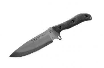 Image of Tops Knives Silent Hero Fixed Blade Knife, w/Smooth Scales, Black, 6.38in, HERO-04