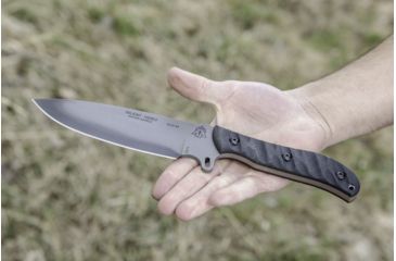 Image of Tops Knives Silent Hero Fixed Blade Knife, w/Smooth Scales, Black, 6.38in, HERO-04