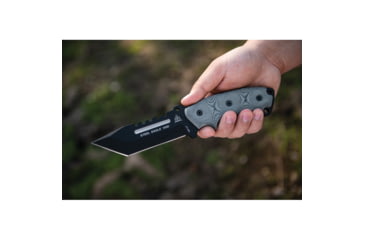 Image of TOPS Knives Steel Eagle Tanto Saw Knife, 9.75in Overall, 5in Black Traction Coated Sawback 1095HC Steel Tanto Blade, Black Linen Micarta Handle, Black Kydex Belt Sheath, SE105D