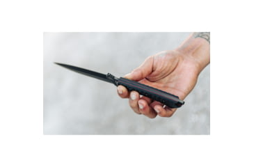 Image of TOPS Knives Szabo Express Double Edge Knife by Laci Szabo, 10.38in Overall, 5.63in Black Cerakote Double Edge 1095HC Steel Blade, Black Sculpted Micarta Handle, Kydex Sheath, SZEX-02