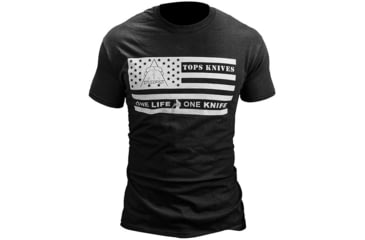 Image of TOPS Knives Flag Logo Cotton T-Shirt, Black, Large, TS-FLAGBLK LARGE