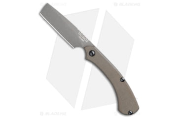 Image of TOPS Knives TOPS Tac-Raze Friction Folding Knife, 3.25in, 1095, Cleaver Blade, Micarta Green Handle, Gray/Green, 7.625in, BHQ-189411