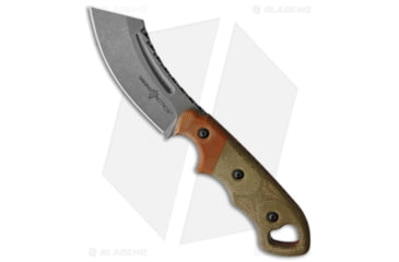 Image of TOPS Knives Viking Tactics Patriot Fixed Blade Knife, 2.875in, 1095, Cleaver Blade, Micarta Green/Tan Handle, Black/Green/Tan, 6.75in, BHQ-101974