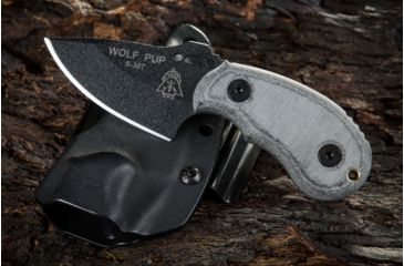 Image of Tops Knives Wolf Pup Fixed Blade Knife, Black, 2.5in, WP010