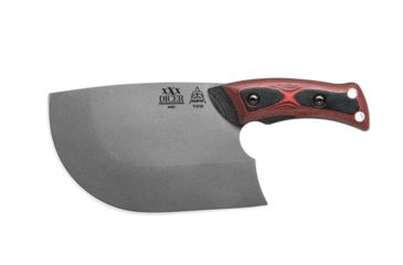 Image of TOPS Knives XXX Dicer Kitchen Knife, Tumbled 7in Blade, Red/Black G10, Kydex Sheath Included DCRX-01