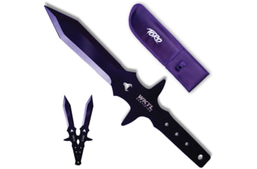Image of Toro Knives Barbaro Black Throwing Knives, 15.63in Overall, 9.25in Black Powder 3Cr13 Blade, SS Handle, Nylon Sheath, 85