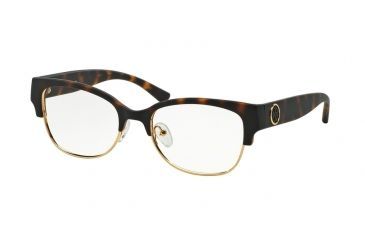 Image of Tory Burch TY4001 Single Vision Prescription Eyeglasses 3130-52 - Matte Dark Tort/gold Frame