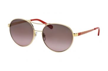 Image of Tory Burch TY6037 Sunglasses 304614-56 - Gold W Poppy T Print Frame, Brown Rose Gradient Lenses