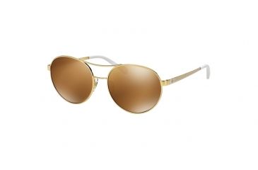 Image of Tory Burch TY6037 Sunglasses 304797-56 - Gold W Ivory T Print Frame, Gold Mirror Lenses