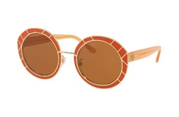 Image of Tory Burch TY6062 Sunglasses 326673-51 - Vintage Orange / Gold Frame, Solid Brown Lenses