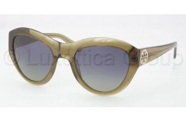 Image of Tory Burch TY7037 Sunglasses 666/37-5522 - Olive Blue Frame, Green Polarized Lenses