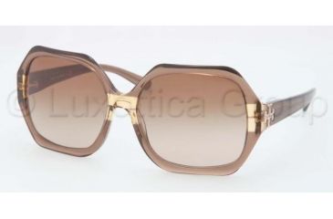 Image of Tory Burch TY7051 TY7051 Sunglasses 112513-5815 - Brown Gold Striped Frame, Brown Gradient Lenses