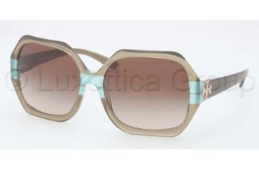 Image of Tory Burch TY7051 TY7051 Sunglasses 112613-5815 - Olive Teal Striped Frame, Smoke Gradient Lenses