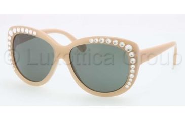Image of Tory Burch TY7057B TY7057B Sunglasses 614/71-5714 - Nude Frame, Green Lenses