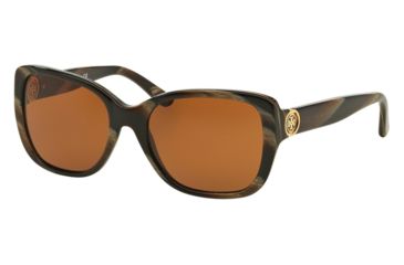 Image of Tory Burch TY7086A Sunglasses 153073-55 - Dark Brown Horn Frame, Amber Solid Lenses