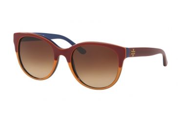 Image of Tory Burch TY7095A Sunglasses 159913-54 - Burgundy/orange/navy Frame, Dk Brown Gradient Lenses