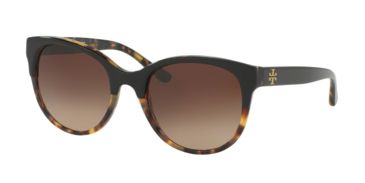 Image of Tory Burch TY7095A Sunglasses 160113-54 - Black/Tort Frame, Dark Brown Gradient Lenses