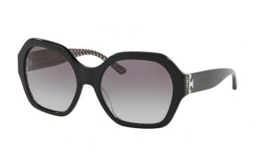 Image of Tory Burch TY7120 Sunglasses 165311-57 - Black/black White Zig Zag Prin Frame, Grey Gradient Lenses