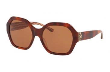 Image of Tory Burch TY7120 Sunglasses 165873-57 - Tort / Orange Zig Zag Print Frame, Solid Amber Lenses