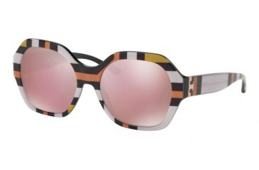 Image of Tory Burch TY7120 Sunglasses 17301T-57 - Octagon Square Enlarged Print Frame, Pink Mirror Gold Lenses