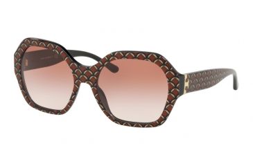 Image of Tory Burch TY7120 Sunglasses 173113-57 - Eatern Print / Black Frame, Pink Gradient Lenses