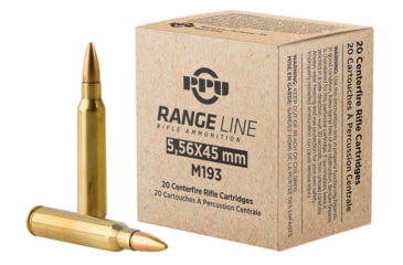 Image of PPU Rangeline 5.56x45mm 55 Grain Full Metal Jacket Boat Tail Brass Cased Rifle Ammunition, 20 Rounds, PPR556