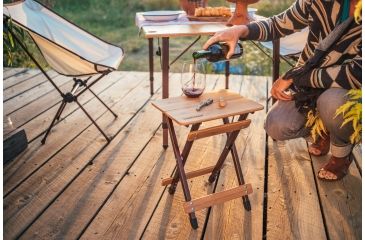 Image of Travel Chair Side Kanpai Bamboo Table w/ Wine Glass Holder, Bamboo 2689KP