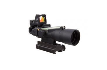 Image of Trijicon 3x30 Compact ACOG Rifle Scope, Dual Illuminated Green Horseshoe Ballistic Reticle w/ Colt Knob Thumbscrew Mount &amp; LED 3.25 MOA Red Dot RMR Type 2, Black, 400311