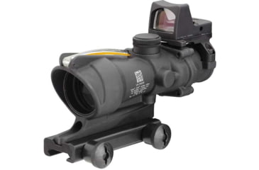Image of Trijicon 4x32 ACOG Rifle Scope, Dual Illuminated Amber Crosshair .223 Reticle w/ Colt Knob Thumbscrew Mount &amp; LED 3.25 MOA Red Dot RMR Type 2, Black, 100551