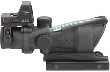Image of Trijicon 4x32 ACOG Rifle Scope, Dual Illuminated Green Crosshair .223 Reticle w/ Colt Knob Thumbscrew Mount &amp; LED 3.25 MOA Red Dot RMR Type 2, Black, 100552