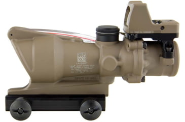 Image of Trijicon 4x32 ACOG Rifle Scope, Dual Illuminated Red Chevron .223 Reticle w/ Colt Knob Thumbscrew Mount &amp; LED 3.25 MOA Red Dot RMR Type 2, Cerakote FDE, 100570