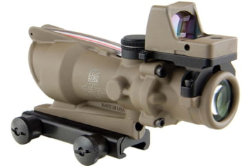 Image of Trijicon 4x32 ACOG Rifle Scope, Dual Illuminated Red Chevron .223 Reticle w/ Colt Knob Thumbscrew Mount &amp; LED 3.25 MOA Red Dot RMR Type 2, Cerakote FDE, 100570