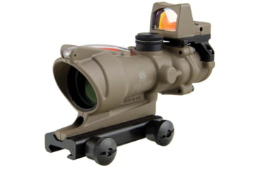 Image of Trijicon 4x32 ACOG Rifle Scope, Dual Illuminated Red Chevron .223 Reticle w/ Colt Knob Thumbscrew Mount &amp; LED 3.25 MOA Red Dot RMR Type 2, Cerakote FDE, 100570