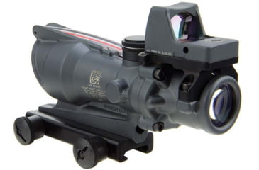 Image of Trijicon 4x32 ACOG Rifle Scope, Dual Illuminated Red Chevron .223 Reticle w/ Colt Knob Thumbscrew Mount &amp; LED 3.25 MOA Red Dot RMR Type 2, Cerakote Gray, 100568