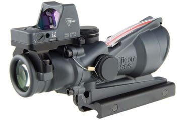 Image of Trijicon 4x32 ACOG Rifle Scope, Dual Illuminated Red Chevron .223 Reticle w/ Colt Knob Thumbscrew Mount &amp; LED 3.25 MOA Red Dot RMR Type 2, Cerakote Gray, 100568