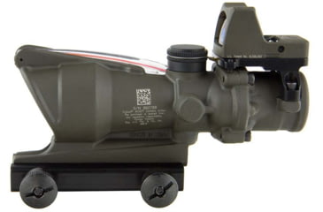 Image of Trijicon 4x32 ACOG Rifle Scope, Dual Illuminated Red Chevron .223 Reticle w/ Colt Knob Thumbscrew Mount &amp; LED 3.25 MOA Red Dot RMR Type 2, Cerakote OD Green, 100569