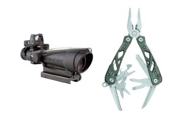 Image of Trijicon ACOG 3.5x35 Dual Illuminated Green Chevron .223 Ballistic Reticle with TA51 Mount Adjustable LED RMR 3.25 MOA Red Dot Sight, Black 100238 w/ FREE Gerber Suspension Multi-Plier w/ Open Frame