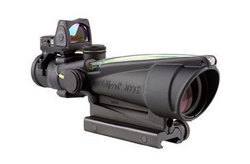 Image of Trijicon ACOG 3.5x35 Dual Illuminated Green Chevron .223 Ballistic Reticle with  TA51 Mount Adjustable LED RMR 3.25 MOA Red Dot Sight, Black 100238