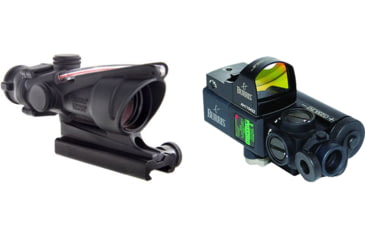 Image of Trijicon ACOG 4x32 Chevron BAC Flattop Reticle Rifle Scope, w/ Burris AR-FastFire III, Offset 5mW Red Visible Pointer, Black 300323