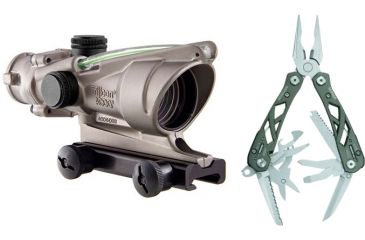 Image of Trijicon ACOG 4x32 Nickel Boron Dual Illum. Green Horseshoe Dot .223 BAC Reticle w/ TA51 Mount TA31-D-100197 w/ Gerber Suspension Multi-Plier w/ Open Frame Design 1473