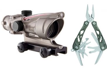 Image of Trijicon ACOG 4x32 Nickel Boron Dual Illum. Red Horseshoe Dot .223 BAC Reticle w/ TA51 Mount TA31-D-100196 w/ Gerber Suspension Multi-Plier w/ Open Frame Design 1473