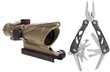 Image of Trijicon ACOG 4x32 Scope with TA51 Mount, CK-FDE, Dual Illuminated Red Chevron .223 BAC Reticle 100310 w/ FREE Gerber Suspension Multi-Plier 1471