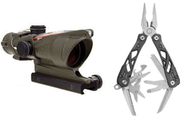 Image of Trijicon ACOG 4x32 Scope with TA51 Mount, CK ODG, Dual Illum Green Chevron .223 Ballistic 100312 w/ FREE Gerber Suspension Multi-Plier 1471