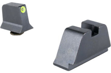 Image of Trijicon Suppressor/Optic Height Sight Set, Yellow Front/Metal Rear &amp; Green Lamp, Glock 17, 17L, 19, 22 - 28, 31 - 35, 37 - 39, 45, Black, 601139