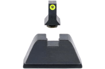 Image of Trijicon Suppressor/Optic Height Sight Set, Yellow Front/Metal Rear &amp; Green Lamp, Glock 17, 17L, 19, 22 - 28, 31 - 35, 37 - 39, 45, Black, 601139