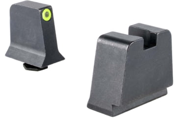 Image of Trijicon Suppressor/Optic Height Sight Set, Yellow Front/Metal Rear &amp; Green Front Lamp, Glock  42, 43, 43x, 43e, 48, Black, 601147