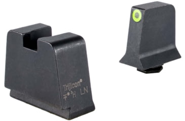 Image of Trijicon Suppressor/Optic Height Sight Set, Yellow Front/Metal Rear &amp; Green Front Lamp, Glock  42, 43, 43x, 43e, 48, Black, 601147
